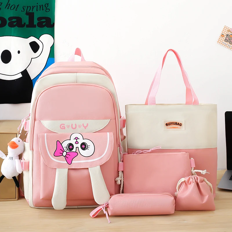 5 Pcs Sets cute rabbit Women's Backpack Kids Backpack Children's School Backpack Bookbag School Bags For Teens Girls mochilas
5 Pcs Sets cute rabbit Women's Backpack Kids Backpack Children's School Backpack Bookbag School Bags For Teens Girls mochilas