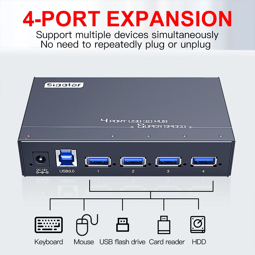 A-4u30 4 Port Usb Hub for Ssd Hard Drives Usb 3.0 Hub Data Transmission
A-4u30 4 Port Usb Hub for Ssd Hard Drives Usb 3.0 Hub Data Transmission