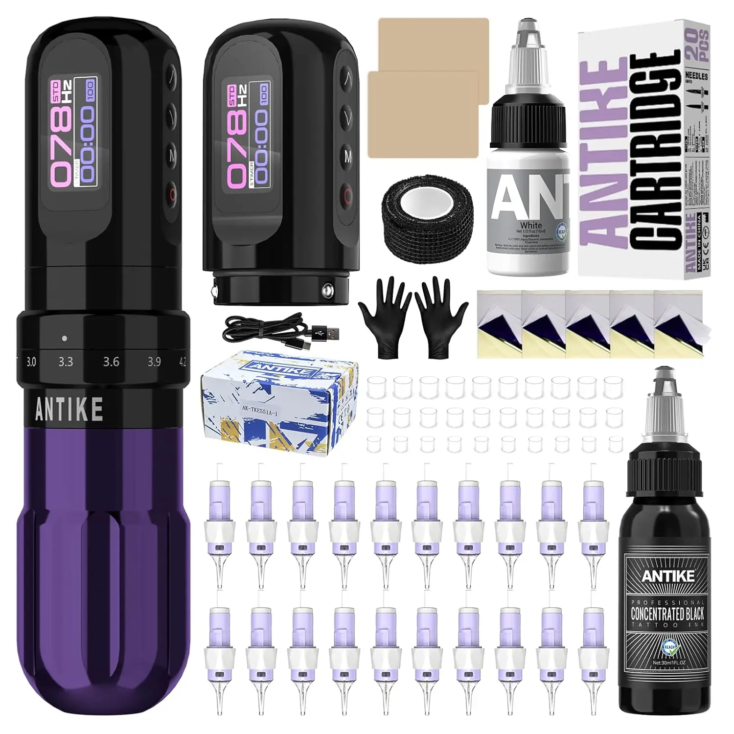 Cordless Tattoo Gun Kit with 7 Adjustable Strokes, 2x1600mAh Batteries, Complete Set for Beginners
Cordless Tattoo Gun Kit with 7 Adjustable Strokes, 2x1600mAh Batteries, Complete Set for Beginners