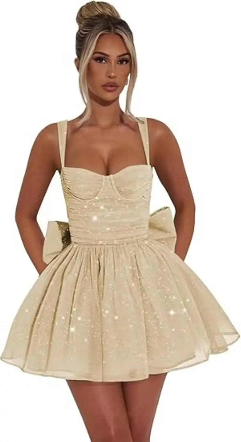 Короткое коктейльное платье трапециевидной формы из тюля с блестками и пайетками для подростков, выпускное платье с бантом - блестящая праздничная одежда для молодых женщин
Короткое коктейльное платье трапециевидной формы из тюля с блестками и пайетками для подростков, выпускное платье с бантом - блестящая праздничная одежда для молодых женщин