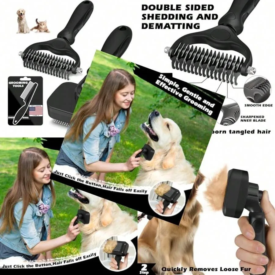 【New Arrival】Double-Sided Pet Dematting Comb & Self-Cleaning Slicker Brush Set, 2-in-1 Grooming Kit for Dogs Cats, Removes Mats & Loose Hair
【New Arrival】Double-Sided Pet Dematting Comb & Self-Cleaning Slicker Brush Set, 2-in-1 Grooming Kit for Dogs Cats, Removes Mats & Loose Hair