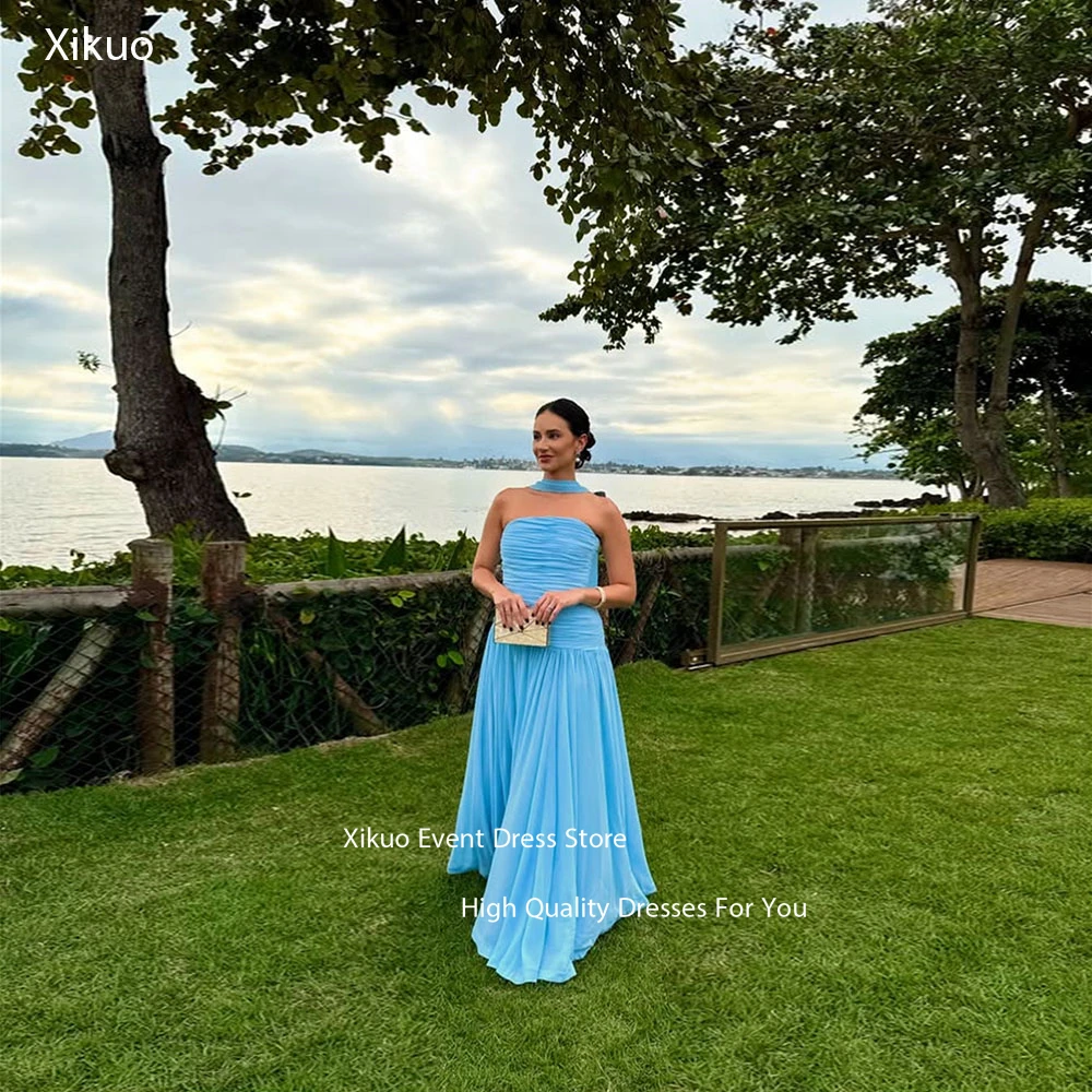 Xikuo Elegant Ruched Chiffon Evening Dress Long A Line Sleeveless Robe Cocktail Femmes Flowy Strapless Party Dress Customized
Xikuo Elegant Ruched Chiffon Evening Dress Long A Line Sleeveless Robe Cocktail Femmes Flowy Strapless Party Dress Customized