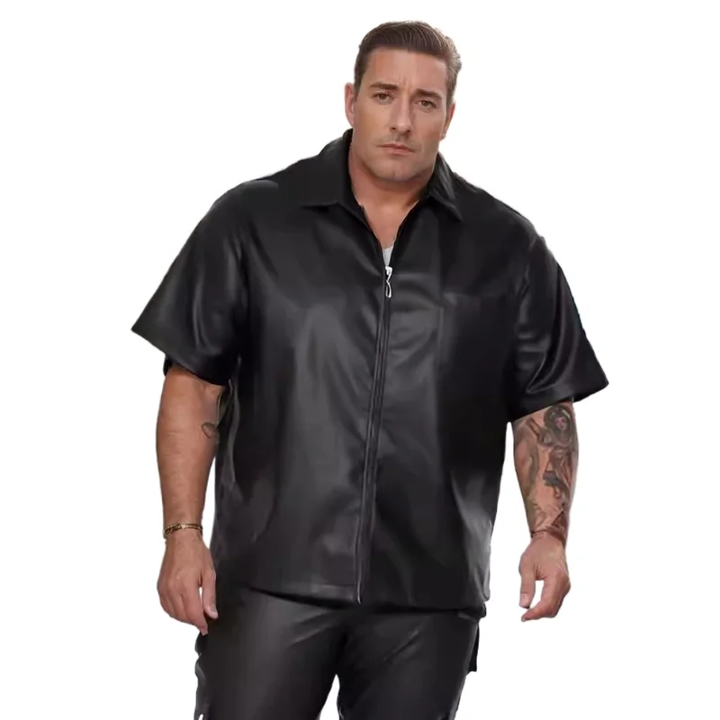 Men's Faux Leather Shirts Fashion Windproof Waterproof Motorcycle Biker Tops Loose Fit Shirt Zipper Closure
Men's Faux Leather Shirts Fashion Windproof Waterproof Motorcycle Biker Tops Loose Fit Shirt Zipper Closure