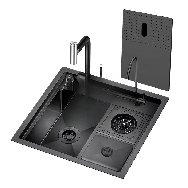 N5550XN High Pressure Cup Washer Black Nano Sink Washer Sink with Hidden Trash Can
N5550XN High Pressure Cup Washer Black Nano Sink Washer Sink with Hidden Trash Can