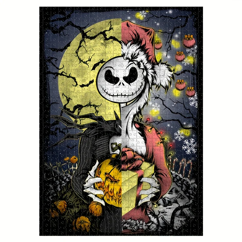1000pcs Puzzle Featuring Halloween Night, Jack Skellington, Santa Claus, And a Skull Pumpkin Lantern. This Wall-Hangable Puzzl
1000pcs Puzzle Featuring Halloween Night, Jack Skellington, Santa Claus, And a Skull Pumpkin Lantern. This Wall-Hangable Puzzl