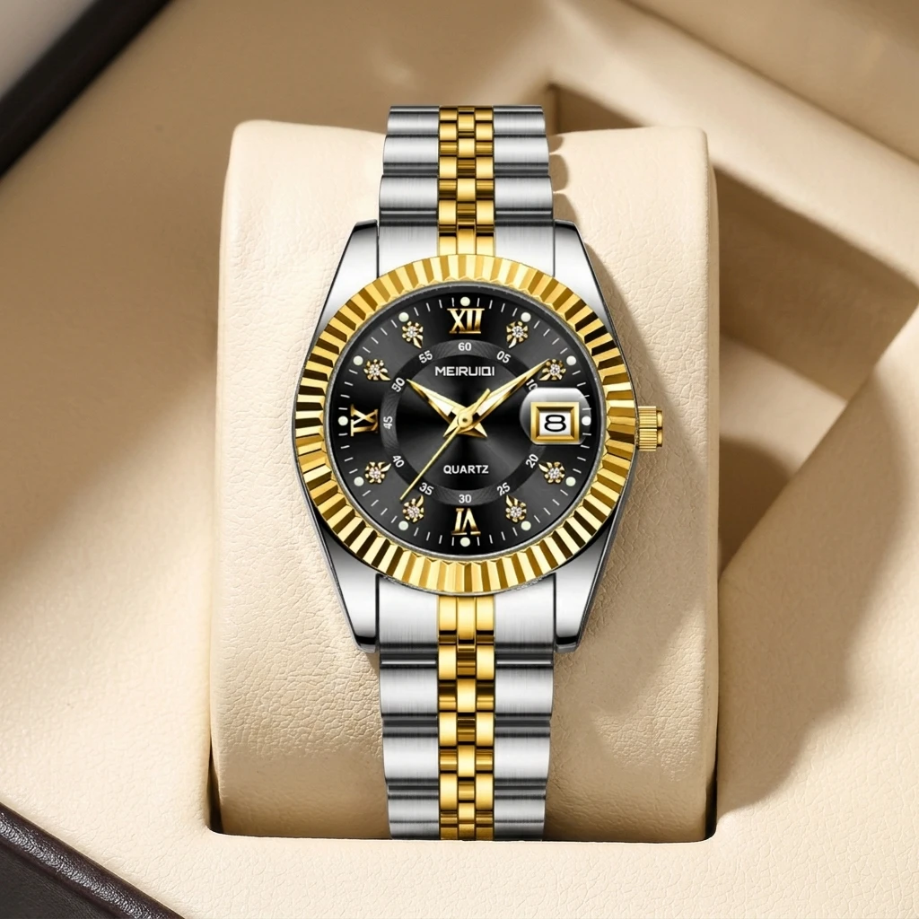 1pc Women's Fashion Watch with Two-Tone Metal Strap, Roman Numeral Dial, Calendar, Simple and Elegant
1pc Women's Fashion Watch with Two-Tone Metal Strap, Roman Numeral Dial, Calendar, Simple and Elegant