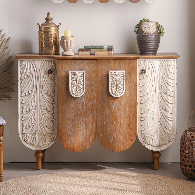 Premium retro relief living room decorative cabinet against the wall solid wood dining side cabinet
Premium retro relief living room decorative cabinet against the wall solid wood dining side cabinet