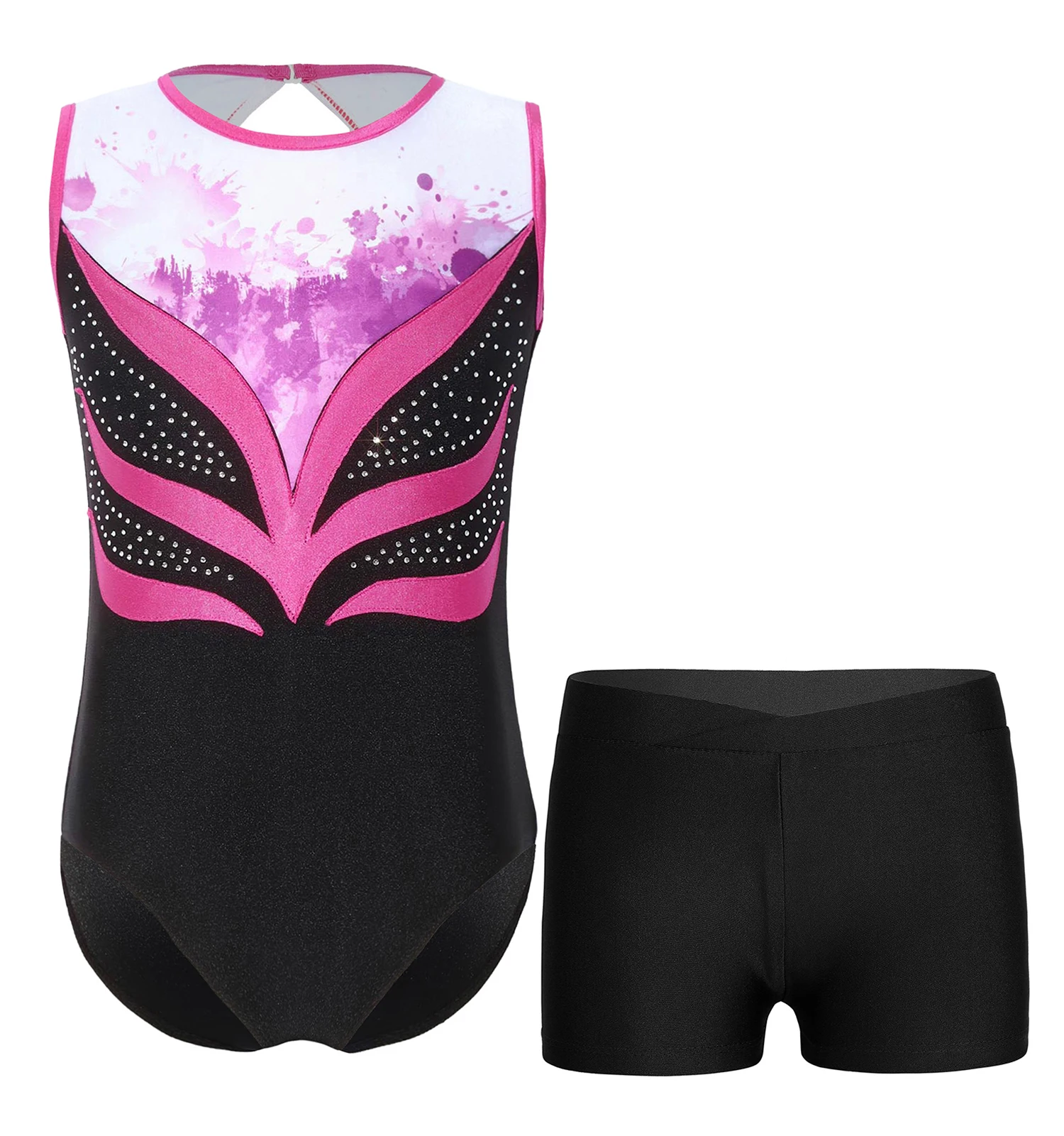 Kids Girls Ballet Sets Gymnastics Leotard and Shorts Outfits Rhinestones Sleeveless Bodysuit with Shorts Suits for Yoga Fitness
Kids Girls Ballet Sets Gymnastics Leotard and Shorts Outfits Rhinestones Sleeveless Bodysuit with Shorts Suits for Yoga Fitness