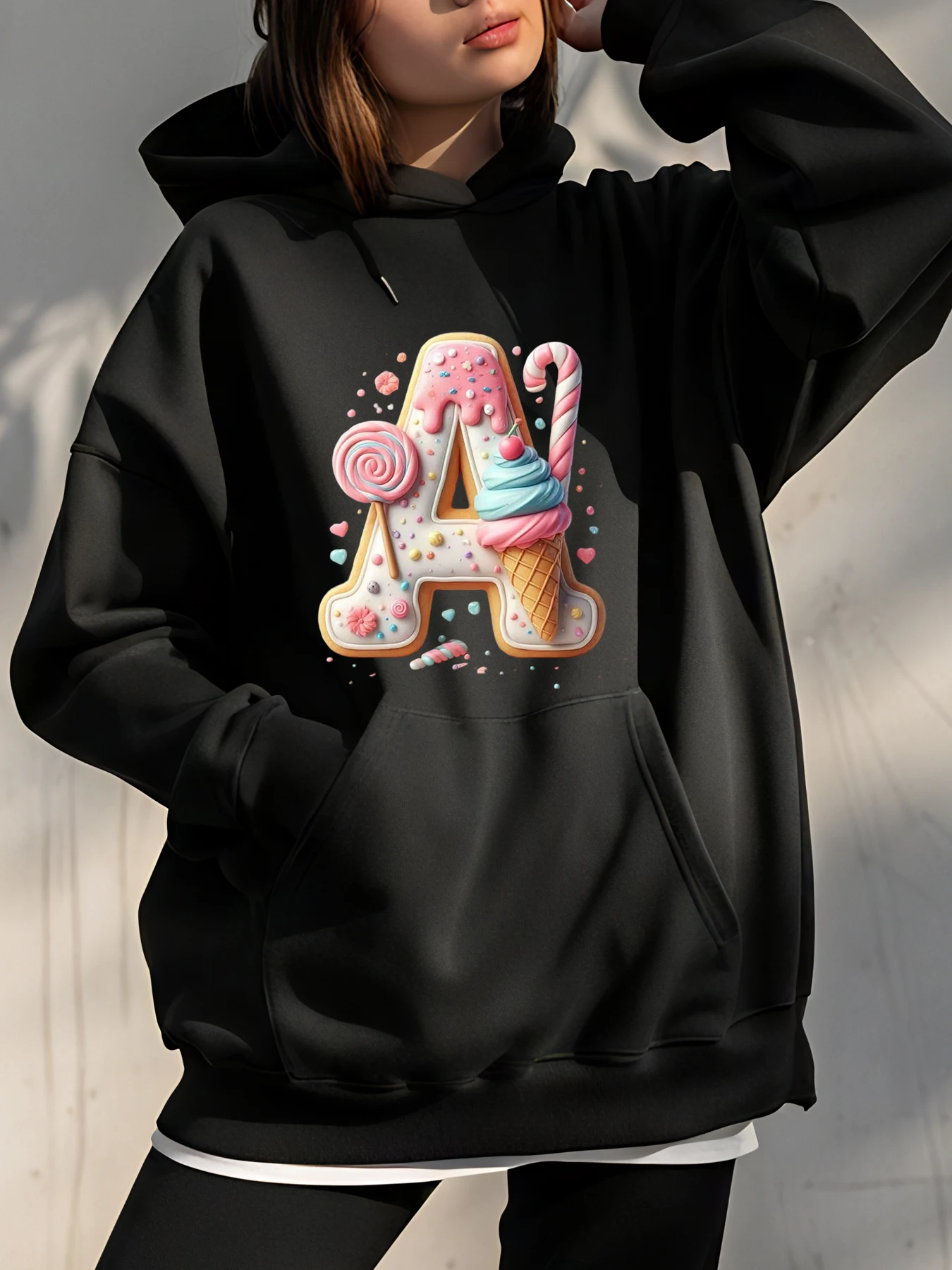 Candy Letter A Hoodie Sweet Ice Cream Print Women's Casual Sweatshirt Fashion Streetwear for Girls and Teens
Candy Letter A Hoodie Sweet Ice Cream Print Women's Casual Sweatshirt Fashion Streetwear for Girls and Teens
