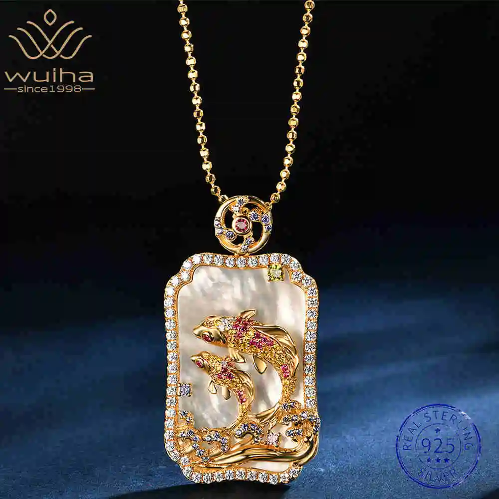 WUIHA Vintage 100% 925 Sterling Silver Lab Sapphire High Carbon Diamonds Gemstone Shell Pendant Necklaces Fine Jewelry Wholesale
WUIHA Vintage 100% 925 Sterling Silver Lab Sapphire High Carbon Diamonds Gemstone Shell Pendant Necklaces Fine Jewelry Wholesale