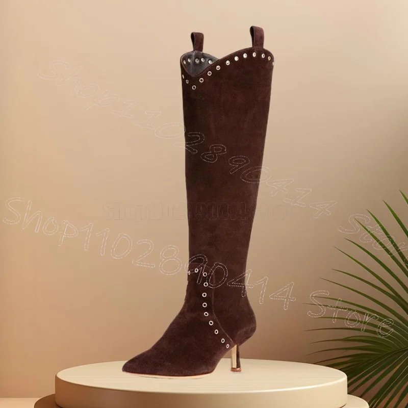 Circle Design Brown Suede Pointed Toe Boots Side Zipper Women Shoes Thin High Heels Party Feast Dating 2025 Zapatos Para Mujere
Circle Design Brown Suede Pointed Toe Boots Side Zipper Women Shoes Thin High Heels Party Feast Dating 2025 Zapatos Para Mujere
