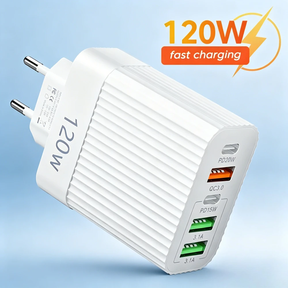 5 in 1 USB Type C 120W USB PD Fast Charging Adapter For iPhone 17 Xiaomi Samsung Mobile Phone Quick Travel Adapter Wall Charger
5 in 1 USB Type C 120W USB PD Fast Charging Adapter For iPhone 17 Xiaomi Samsung Mobile Phone Quick Travel Adapter Wall Charger