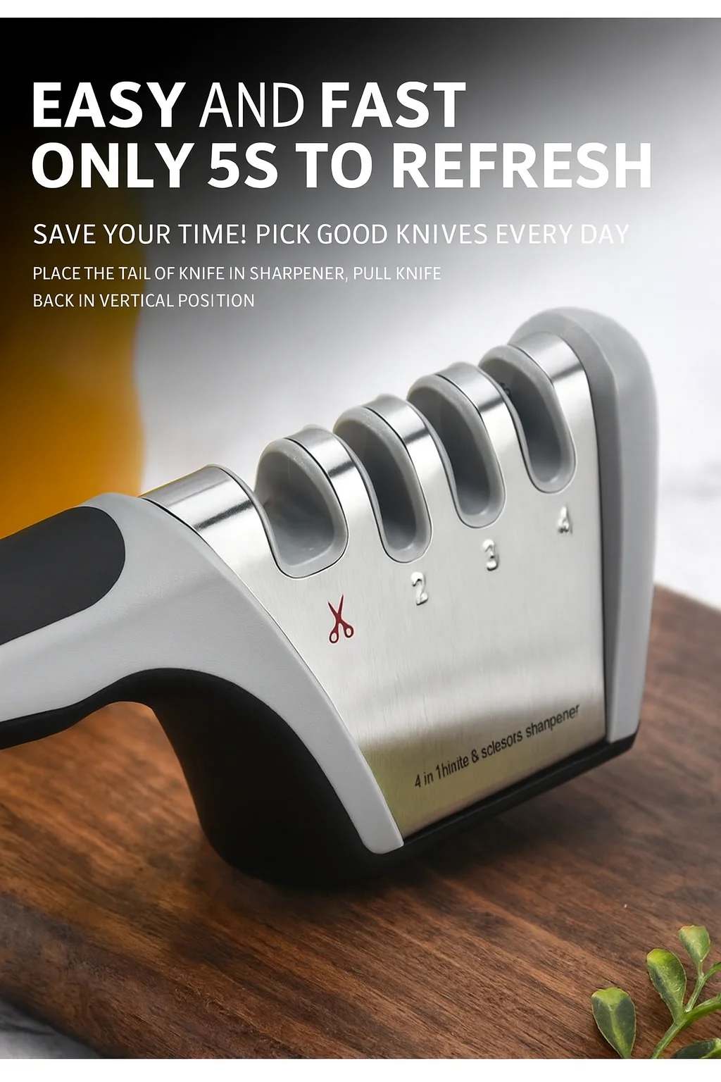 Хит продаж, четырехступенчатая точилка для ножей для кухонных ножей и ножниц, многофункциональный ручной инструмент для быстрой заточки ножей
Хит продаж, четырехступенчатая точилка для ножей для кухонных ножей и ножниц, многофункциональный ручной инструмент для быстрой заточки ножей