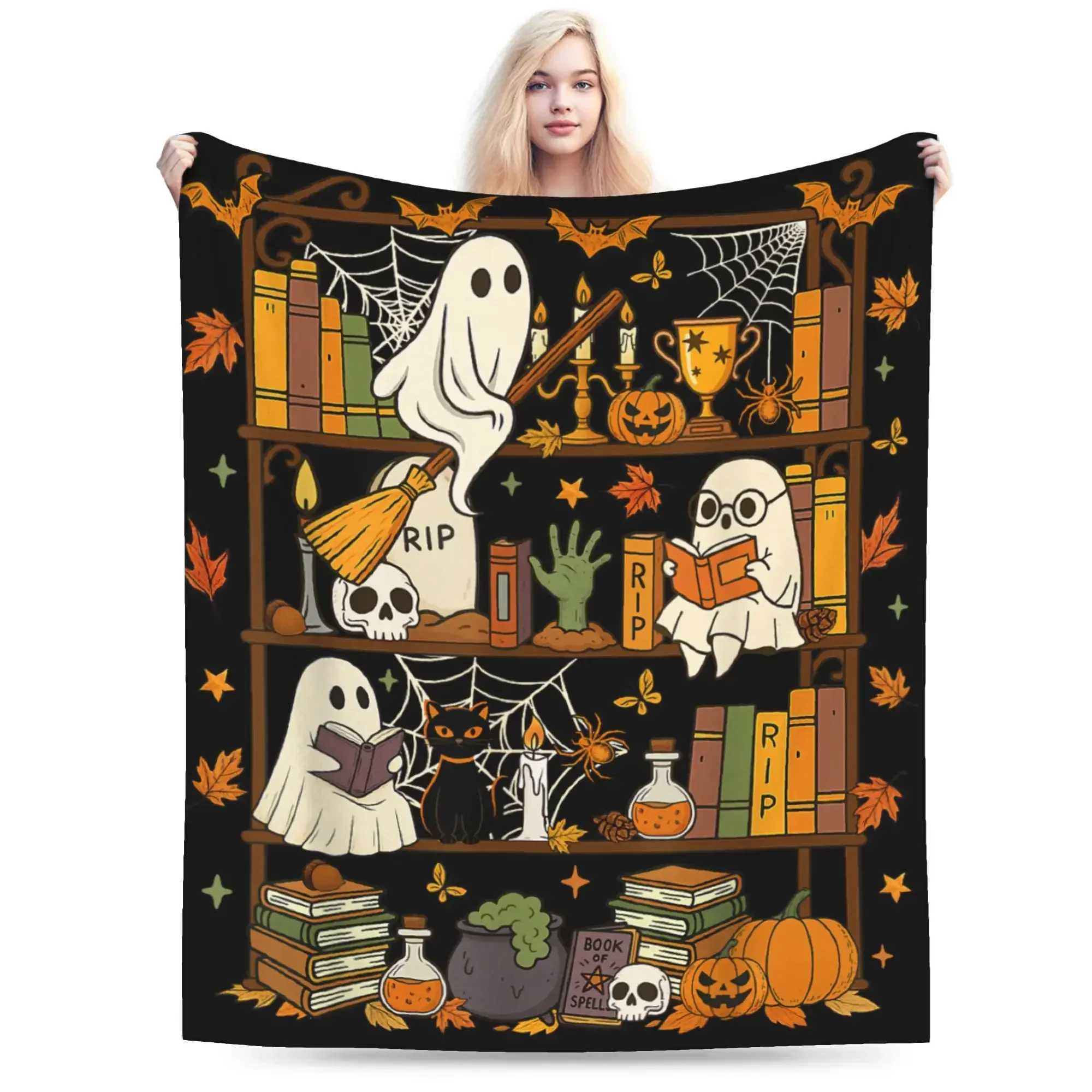 Retro Ghost Print Throw Blanket for Couch Chair Bed Soft Warm Winter Blanket for Halloween Bookshelf or Library Style Decor
Retro Ghost Print Throw Blanket for Couch Chair Bed Soft Warm Winter Blanket for Halloween Bookshelf or Library Style Decor