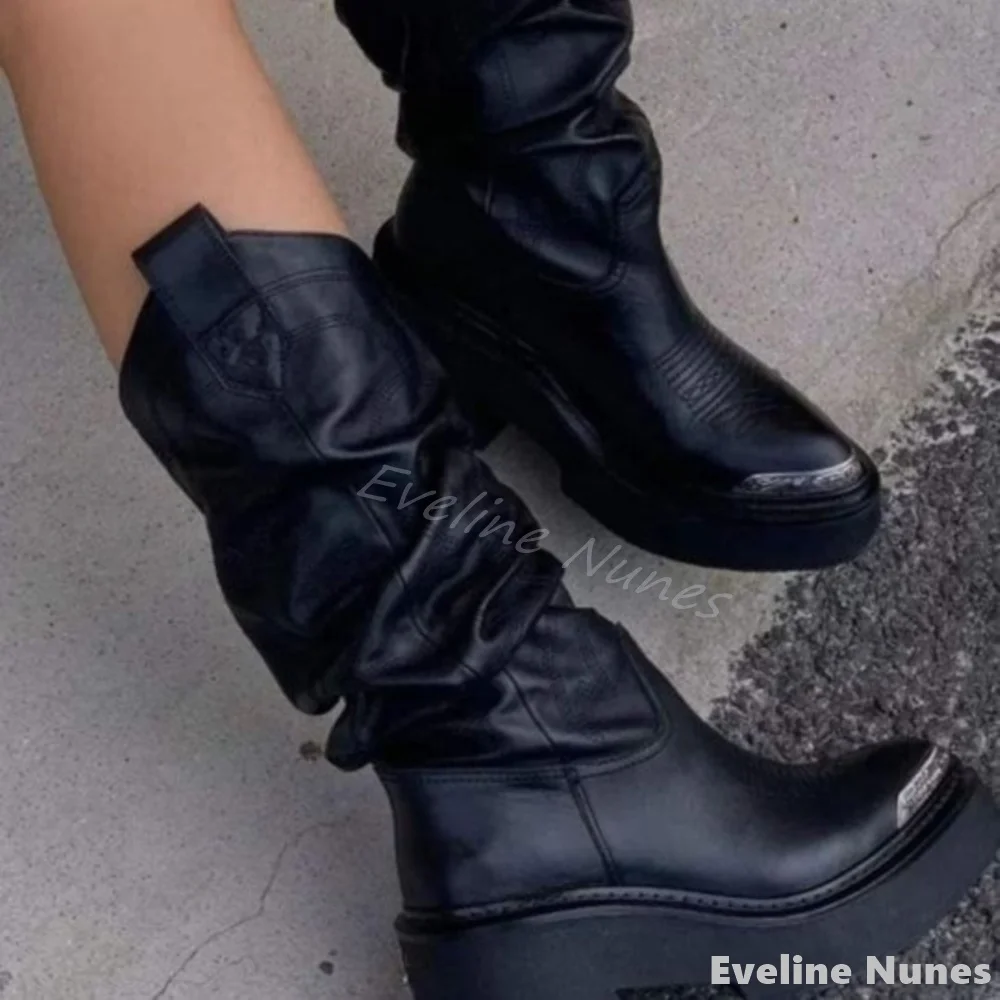 Metal Toe Cap Fox Embroidered Western Boots Women Round Toe Pleated Platform Slip On Mid Calf Boots New Retro Solid Leather Boot
Metal Toe Cap Fox Embroidered Western Boots Women Round Toe Pleated Platform Slip On Mid Calf Boots New Retro Solid Leather Boot