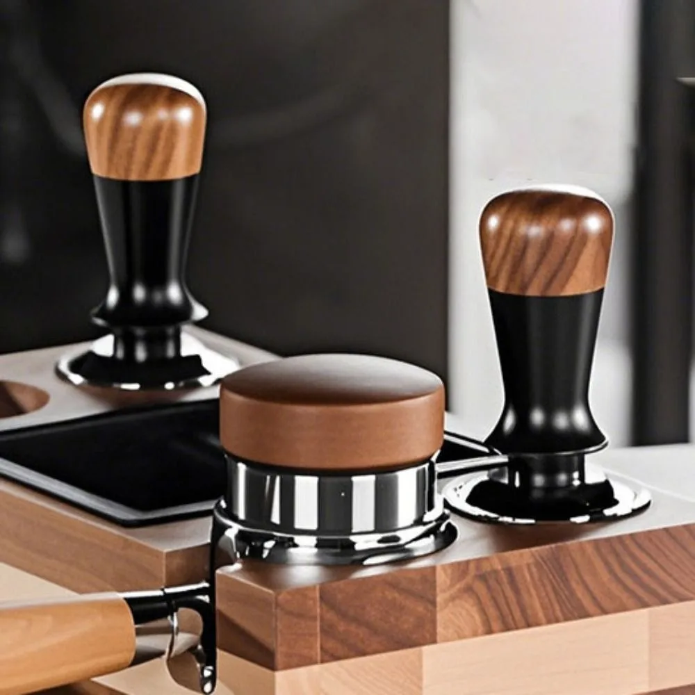 51/53/58MM Coffee Tamper Self-rebounding Springs Design Coffee Leveler Flat/threaded Bottom Walnut Handle Coffee Powder Press
51/53/58MM Coffee Tamper Self-rebounding Springs Design Coffee Leveler Flat/threaded Bottom Walnut Handle Coffee Powder Press