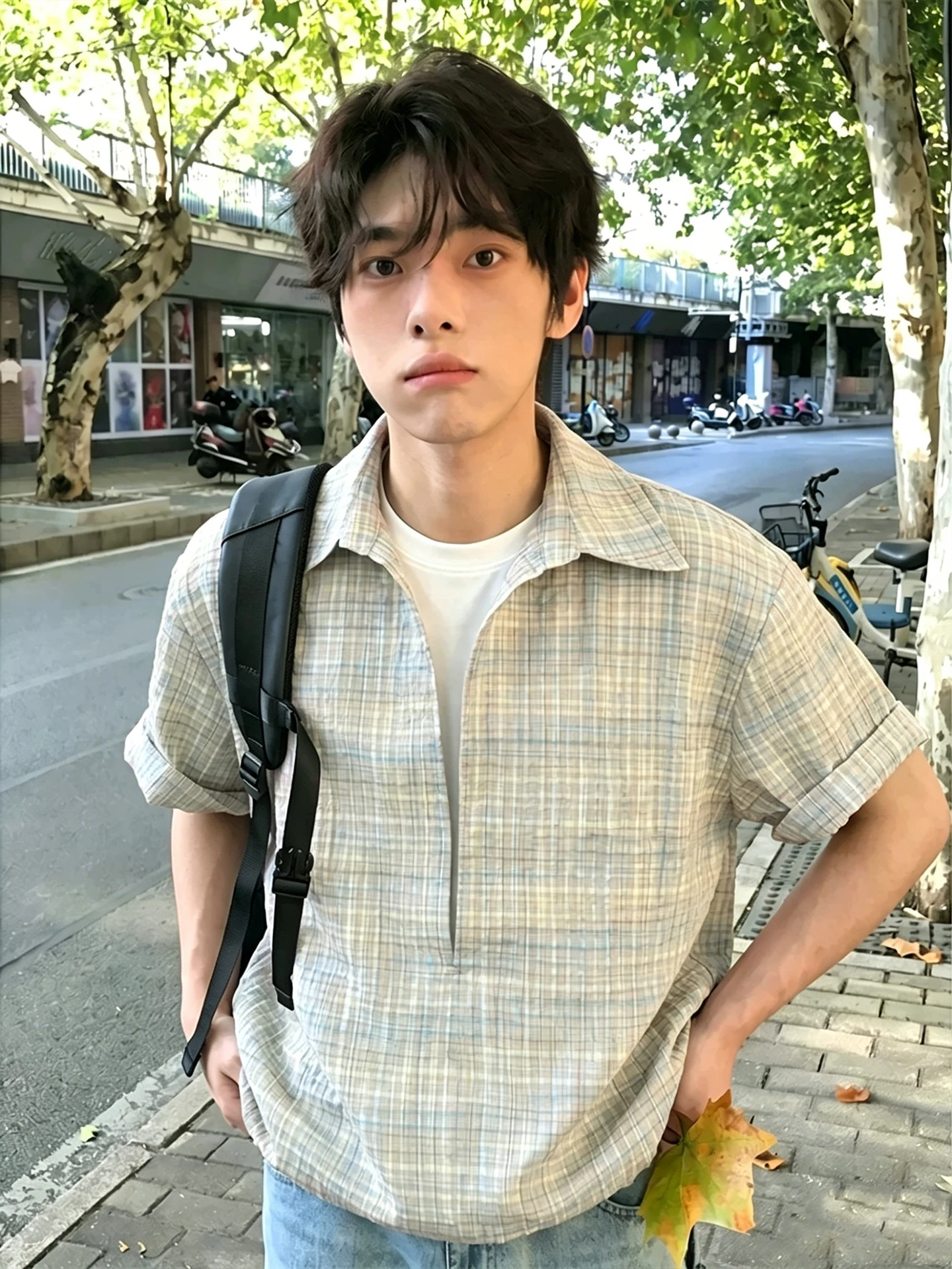 Lightweight Short Sleeve Plaid Bubble Shirt Waist Cinched Summer Casual V-Neck Men's Fashion Outerwear Student Outdoor Wear
Lightweight Short Sleeve Plaid Bubble Shirt Waist Cinched Summer Casual V-Neck Men's Fashion Outerwear Student Outdoor Wear