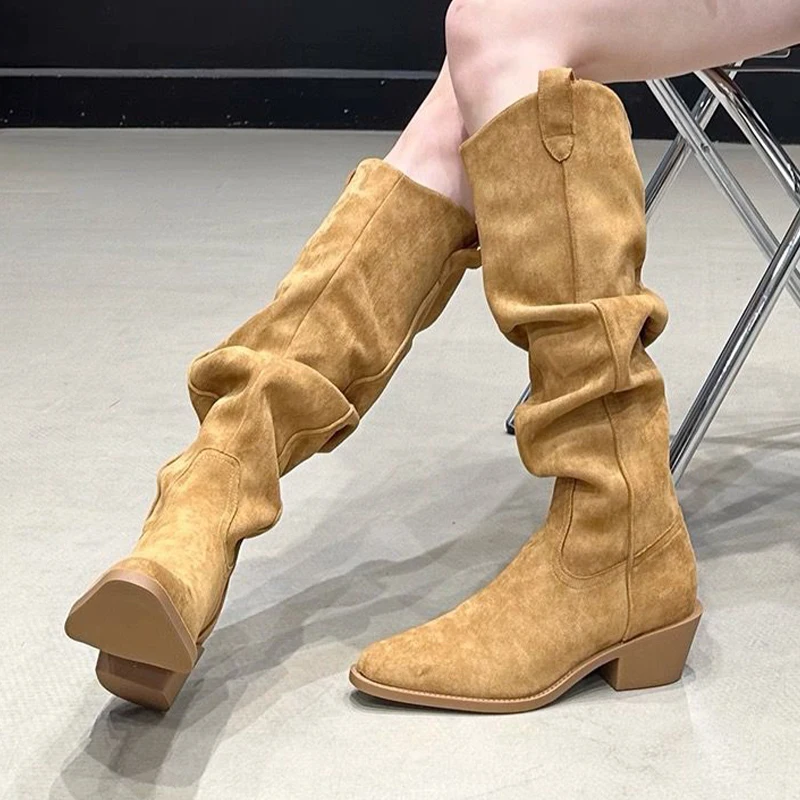 High Boots for Women Suede Pointed Toe Designer Shoes Mid Heels Fashion Pumps 2025 Winter New Chelsea Boots Femme Zapatillas
High Boots for Women Suede Pointed Toe Designer Shoes Mid Heels Fashion Pumps 2025 Winter New Chelsea Boots Femme Zapatillas