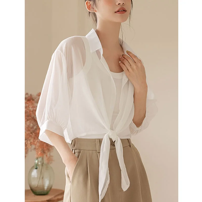 Short Length Sun Protection Shirt Women's Thin Summer Strap Dress Outer Cardigan Small Size Shirt Coat Collar
Short Length Sun Protection Shirt Women's Thin Summer Strap Dress Outer Cardigan Small Size Shirt Coat Collar