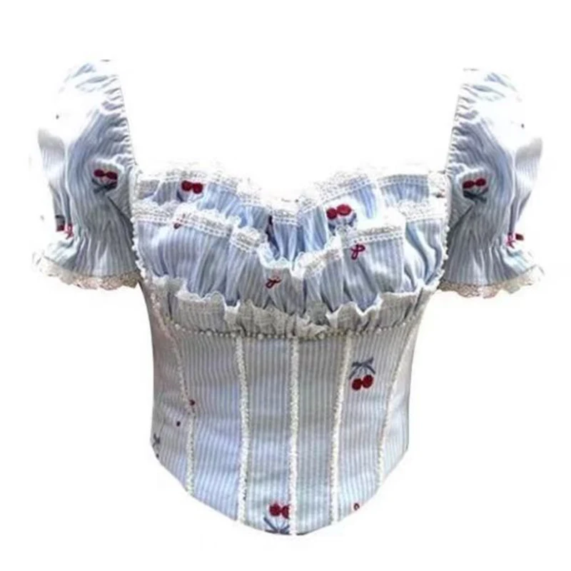 Women's Summer Top Blouse Square Neck Bubble Sleeve Embroidered Short Sleeved Shirt
Women's Summer Top Blouse Square Neck Bubble Sleeve Embroidered Short Sleeved Shirt