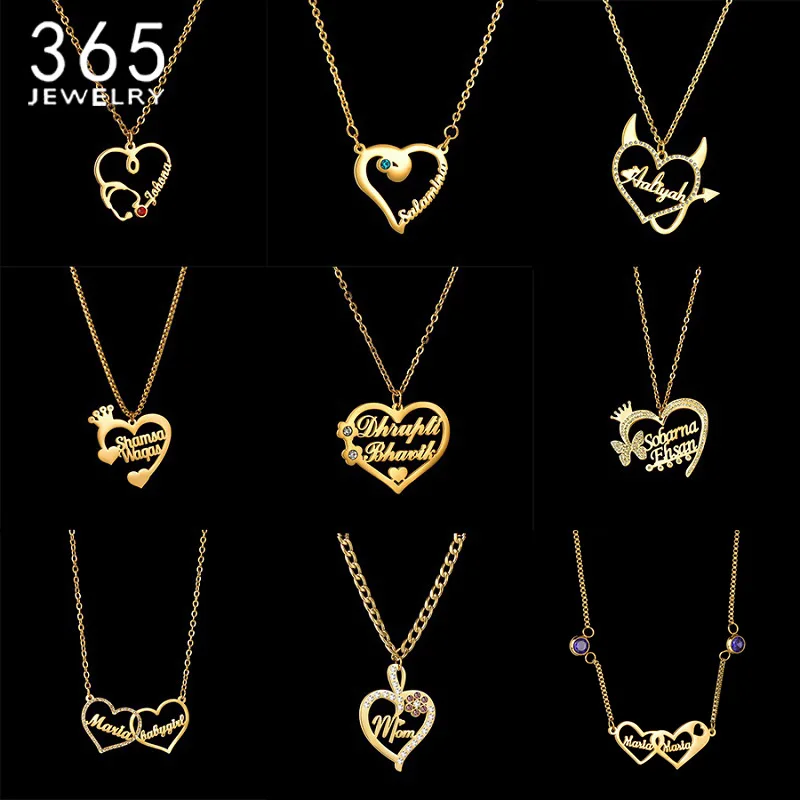365 Stainless Steel Multiple Heart Style Custom Name Necklace For Women Rhinestone Nameplate Chain Jewelry Valentine's Day Gifts
365 Stainless Steel Multiple Heart Style Custom Name Necklace For Women Rhinestone Nameplate Chain Jewelry Valentine's Day Gifts