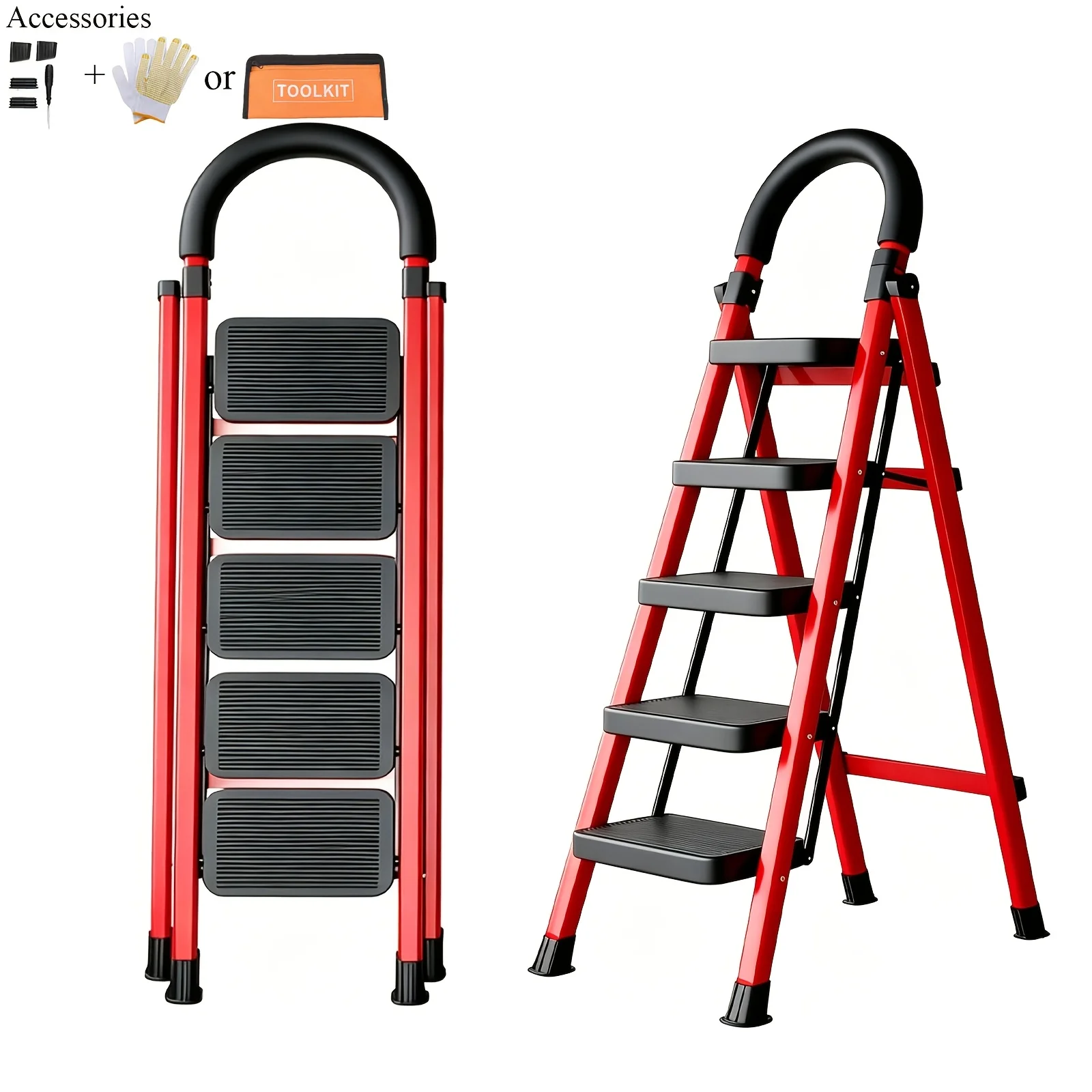 Heavy-Duty 2/3/4/5-Step Portable Folding Ladder, 330 Lbs Weight Capacity, Durable Plastic Folding Ladder with Non-Slip Steps, Lightweight And Portable, Suitable for Both Household And Industrial Use
Heavy-Duty 2/3/4/5-Step Portable Folding Ladder, 330 Lbs Weight Capacity, Durable Plastic Folding Ladder with Non-Slip Steps, Lightweight And Portable, Suitable for Both Household And Industrial Use