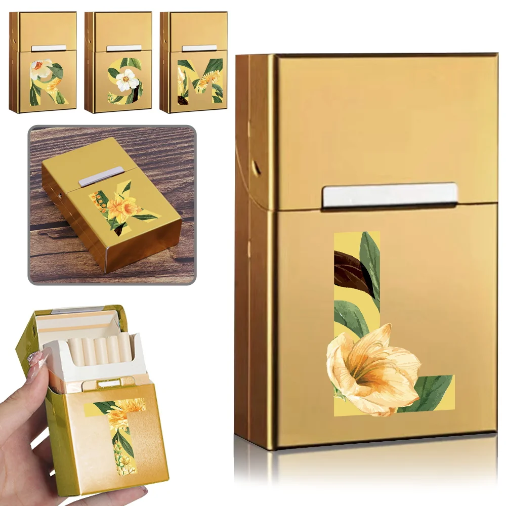 Metal Cigarette Box Flip Cover Portable Smoking Case Pocket Tobacco Organizer Holder Cigarette Storage Bag Floral Letter Pattern
Metal Cigarette Box Flip Cover Portable Smoking Case Pocket Tobacco Organizer Holder Cigarette Storage Bag Floral Letter Pattern