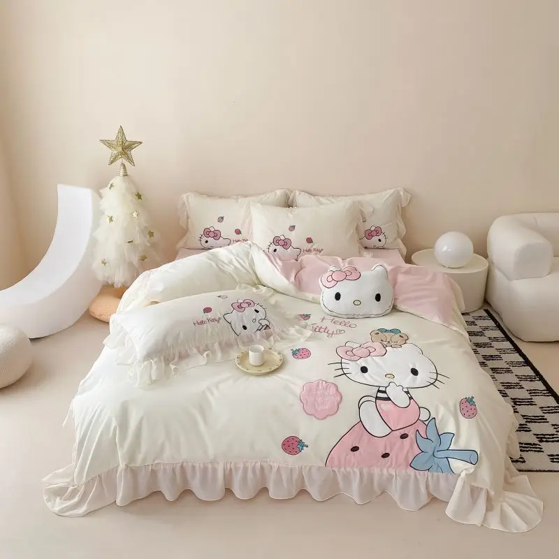 Hello Kitty Anime Kawaii MINISO Cotton Bed Sheet 4-piece Set Kt Cat Cartoon Cute Embroidery Quilt Set Bed Decoration Gifts Toys
Hello Kitty Anime Kawaii MINISO Cotton Bed Sheet 4-piece Set Kt Cat Cartoon Cute Embroidery Quilt Set Bed Decoration Gifts Toys