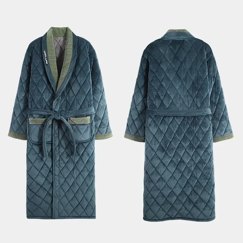 Winter Autumn 3 layers thick flannel quilted men's bath robes gentlemen's homewear big yards L-3XL male sleepwear lounges wear
Winter Autumn 3 layers thick flannel quilted men's bath robes gentlemen's homewear big yards L-3XL male sleepwear lounges wear