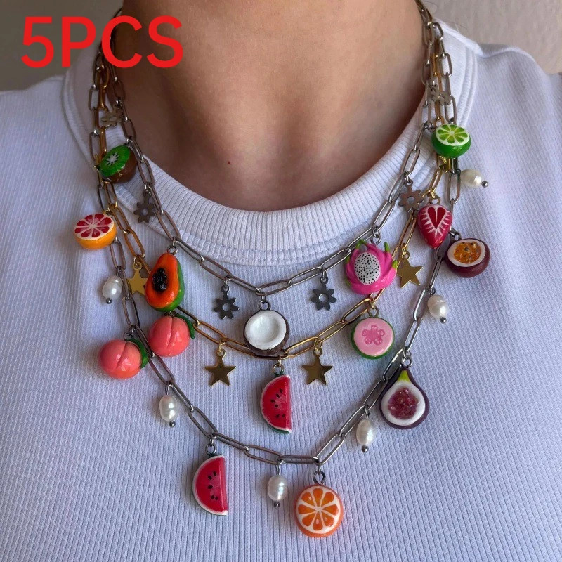 5Pcs Stainless Steel 3D Fruit Charms Mango Kiwi Pendants DIY Necklace Bracelet Making Accessories
5Pcs Stainless Steel 3D Fruit Charms Mango Kiwi Pendants DIY Necklace Bracelet Making Accessories