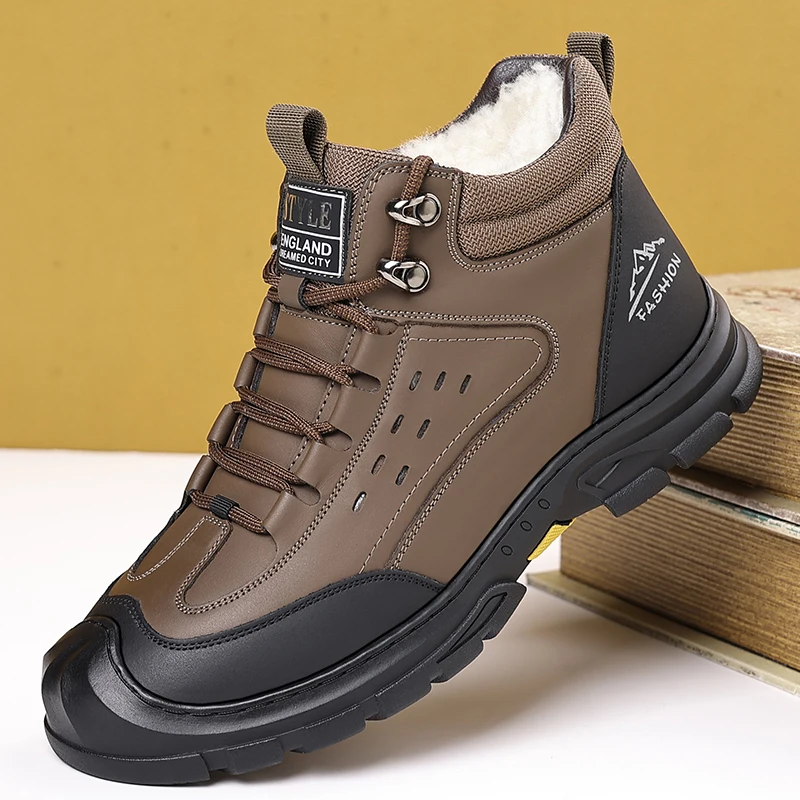Men's High-Top Fleece-Lined Cotton Shoes, Men's Genuine Leather Casual Cotton Leather Shoes, Men's Warm Non-Slip Snow Boots, Sho
Men's High-Top Fleece-Lined Cotton Shoes, Men's Genuine Leather Casual Cotton Leather Shoes, Men's Warm Non-Slip Snow Boots, Sho