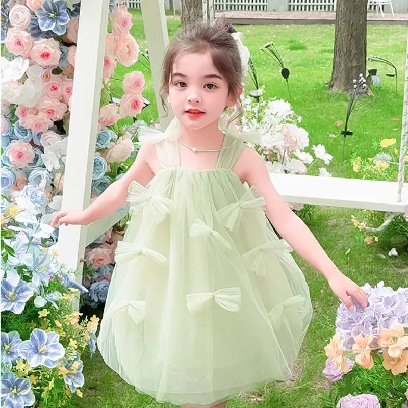 Girls Suspender Mesh Dress Summer New Kawaii Fashionable and Sweet Bow Skirt Summer Dress Princess Dress Fashion Lolita Dress
Girls Suspender Mesh Dress Summer New Kawaii Fashionable and Sweet Bow Skirt Summer Dress Princess Dress Fashion Lolita Dress