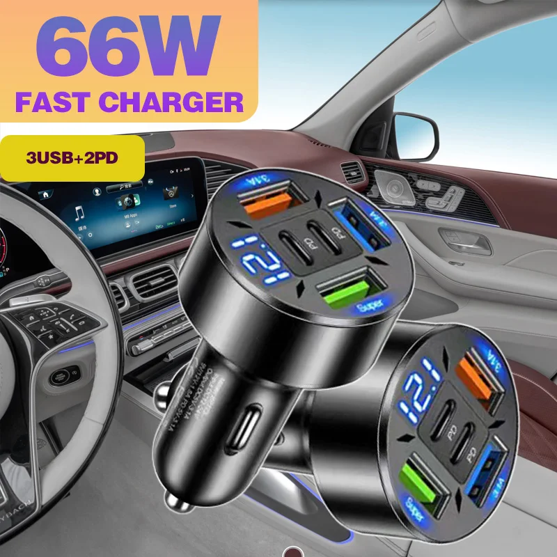 66W 4/5/6 Port USB Digital Real-time Voltage car charger QC3.0/PD car phone charger for Phones car cigarette lighter adapter
66W 4/5/6 Port USB Digital Real-time Voltage car charger QC3.0/PD car phone charger for Phones car cigarette lighter adapter