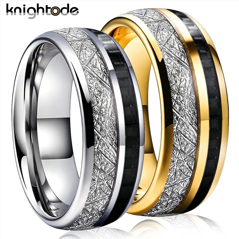 8mm Men's Tungsten Carbide Wedding Band White Meteorite/Black Carbon Fiber Valentine Engagement Ring Dome Polished Comfort Fit
8mm Men's Tungsten Carbide Wedding Band White Meteorite/Black Carbon Fiber Valentine Engagement Ring Dome Polished Comfort Fit