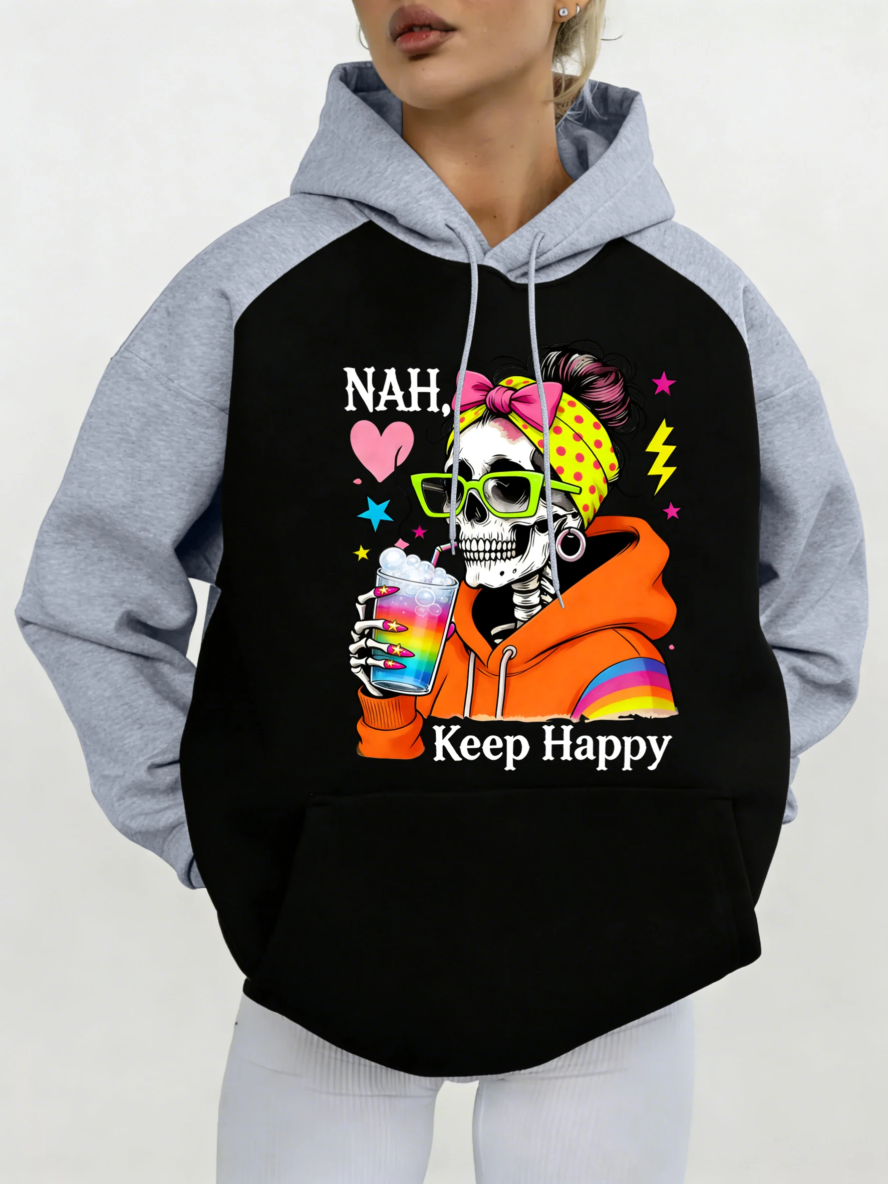 Женская толстовка Keep Happy Drinks с цветным принтом черепов, свободного кроя, в стиле Y2K, спортивная, флисовая, с карманами, осенняя, универсальная одежда
Женская толстовка Keep Happy Drinks с цветным принтом черепов, свободного кроя, в стиле Y2K, спортивная, флисовая, с карманами, осенняя, универсальная одежда