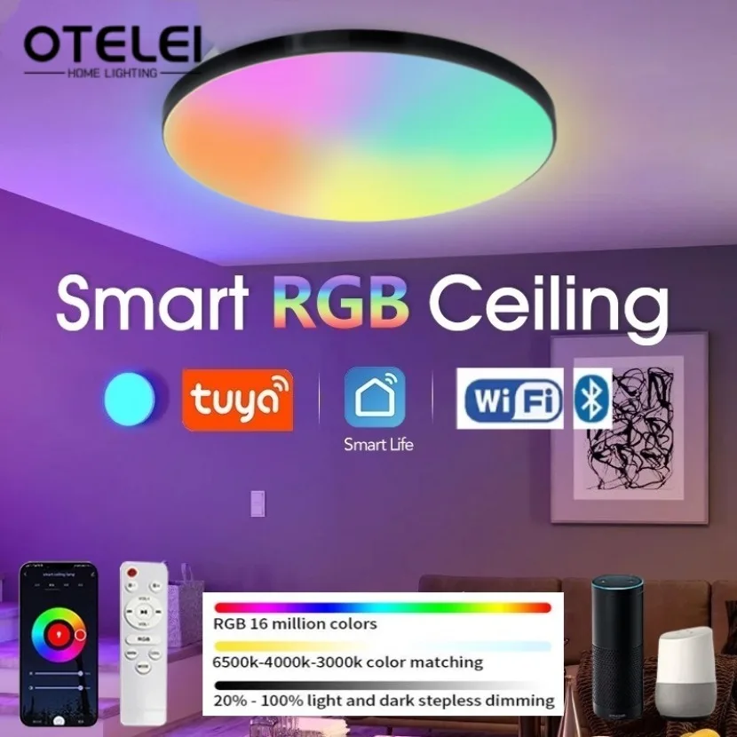 Tuya WIFI Smart Ceiling Light 38cm Round RGB Ambient APP Remote Dimming Alexa Google Voice Control Bedroom Living Room Decor
Tuya WIFI Smart Ceiling Light 38cm Round RGB Ambient APP Remote Dimming Alexa Google Voice Control Bedroom Living Room Decor