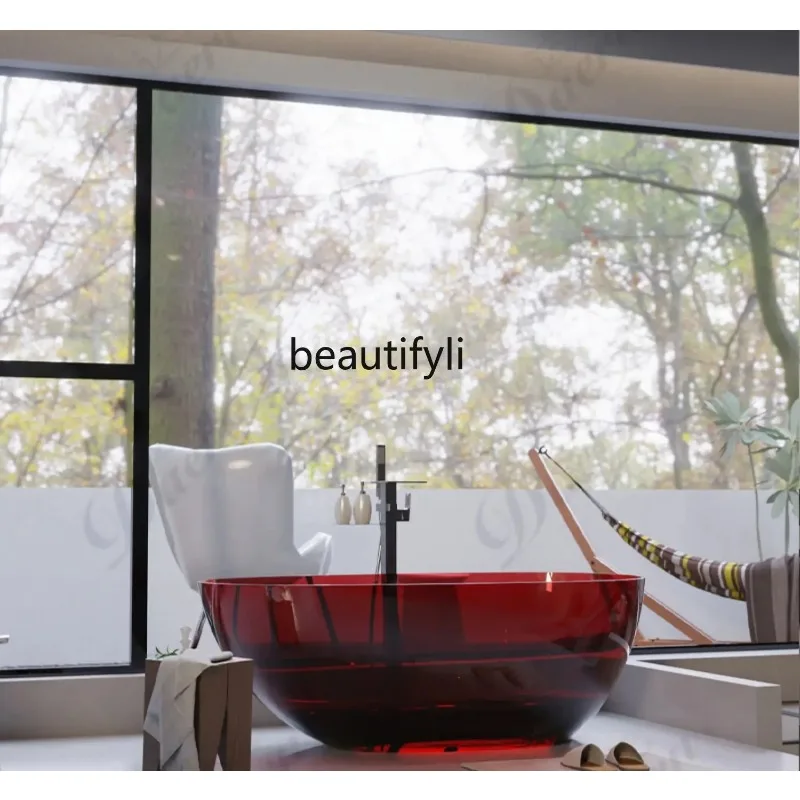 A176 Crystal transparent resin color thin edge bathtub water drop egg-shaped artificial stone integrated independent bathtub
A176 Crystal transparent resin color thin edge bathtub water drop egg-shaped artificial stone integrated independent bathtub