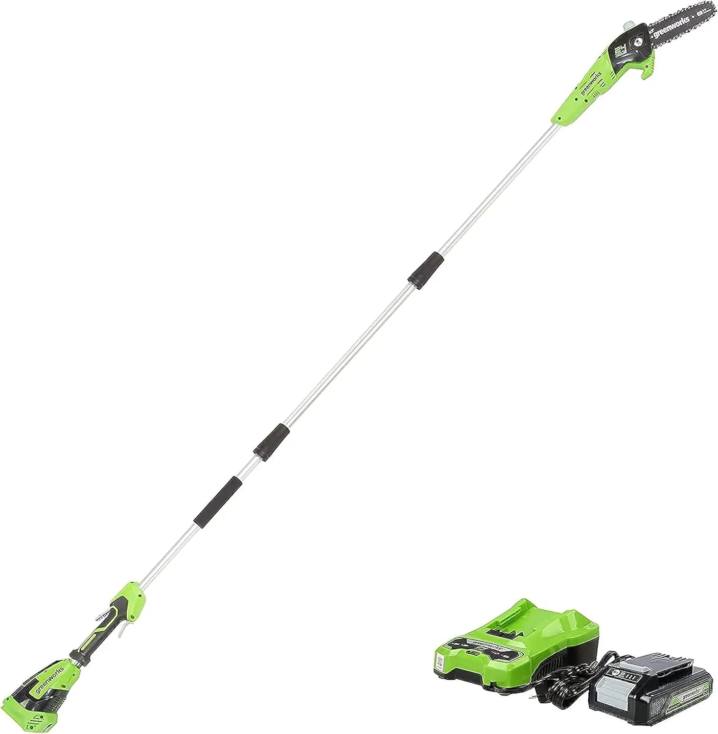 24V 8"" Cordless Polesaw (Great For Pruning And Trimming Branches / 125+ Compatible Tools), 2.0Ah Battery And Charger Included
24V 8"" Cordless Polesaw (Great For Pruning And Trimming Branches / 125+ Compatible Tools), 2.0Ah Battery And Charger Included