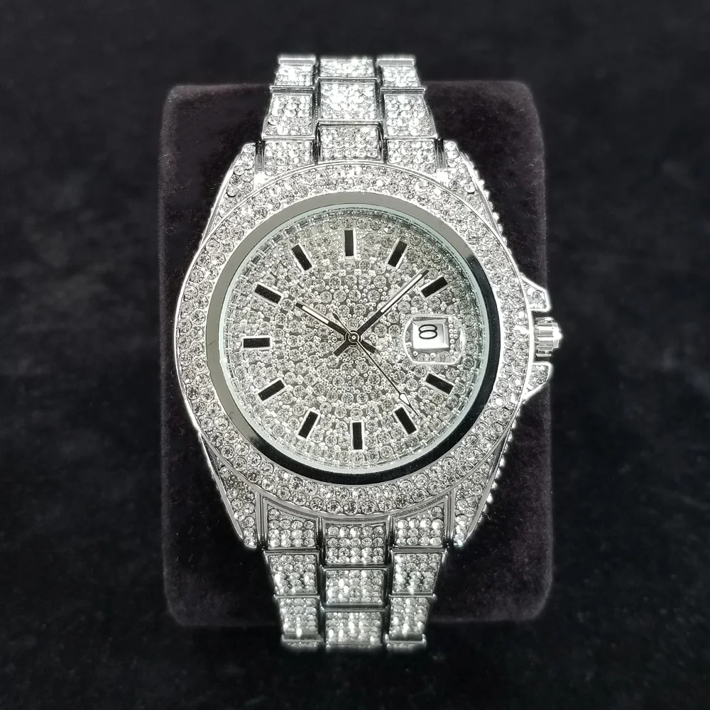 Full Diamond Watches for Men Luxury Fashion Silver Iced Out Quartz Wristwatch Hip Hop Street Style Bling Watch Man Dropshipping
Full Diamond Watches for Men Luxury Fashion Silver Iced Out Quartz Wristwatch Hip Hop Street Style Bling Watch Man Dropshipping