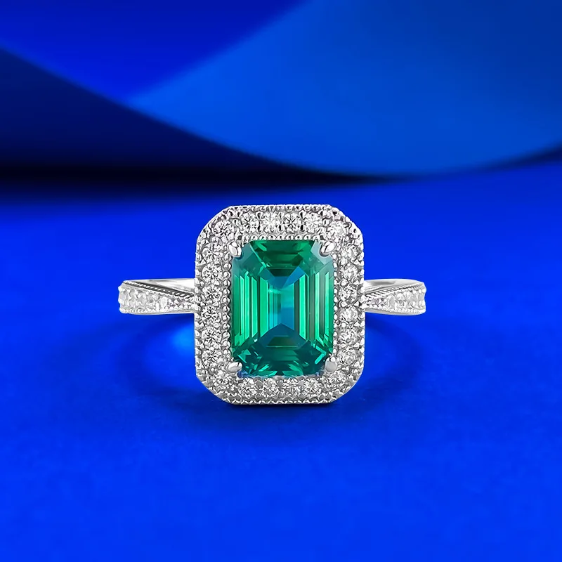 S925 Silver Ring 6 * 8mm Rectangular Saffir Green Zircon Bead Edge Design Retro Elegant Women's Jewelry
S925 Silver Ring 6 * 8mm Rectangular Saffir Green Zircon Bead Edge Design Retro Elegant Women's Jewelry