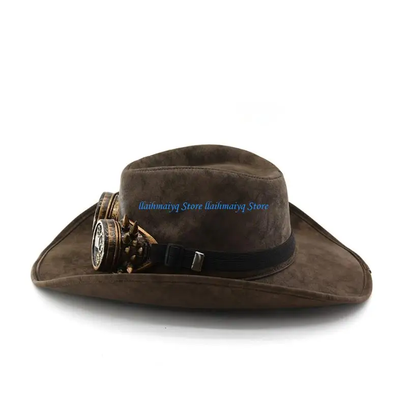 573B Fashionable Western Hat Punk Goggles Hat for Victorian Theme Party Photography
573B Fashionable Western Hat Punk Goggles Hat for Victorian Theme Party Photography
