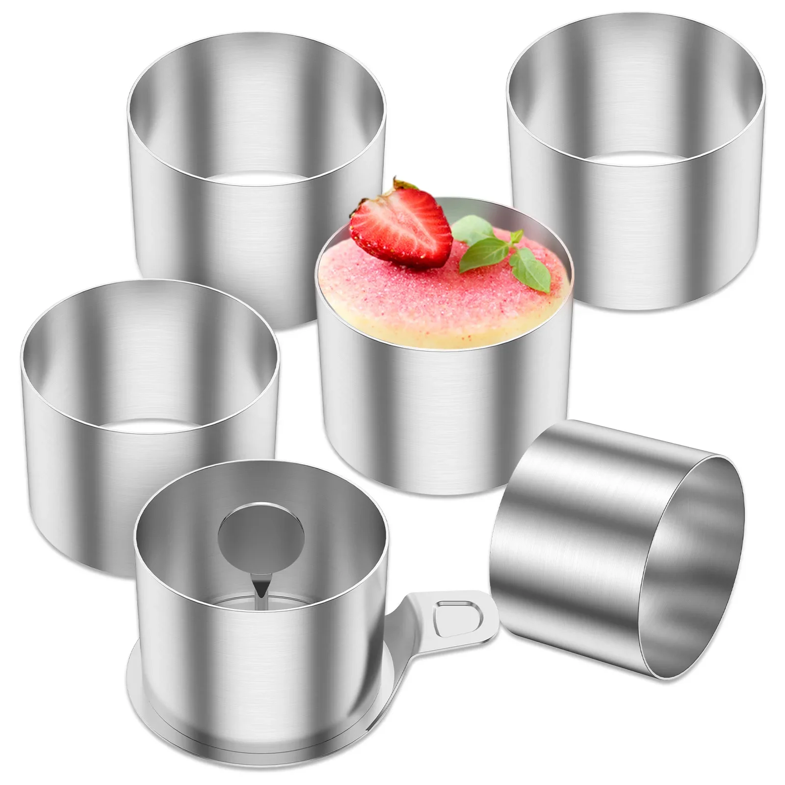 Cake Rings 2.99 Inch Round Cake Ring Mold Non Stick Stainless Steel Mousse Ring with Pusher and Lifter for Home Kitchen Baking
Cake Rings 2.99 Inch Round Cake Ring Mold Non Stick Stainless Steel Mousse Ring with Pusher and Lifter for Home Kitchen Baking