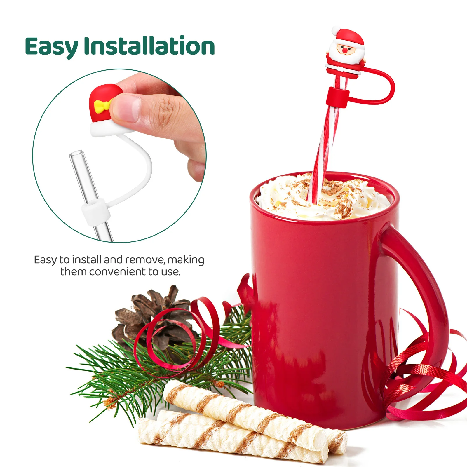 6 Pcs Drinking Straw Covers 10MM Cute Santa Snowman Gifts Silicone Dust Protection Straw Stoppers Tips Plug Christmas Bar
6 Pcs Drinking Straw Covers 10MM Cute Santa Snowman Gifts Silicone Dust Protection Straw Stoppers Tips Plug Christmas Bar