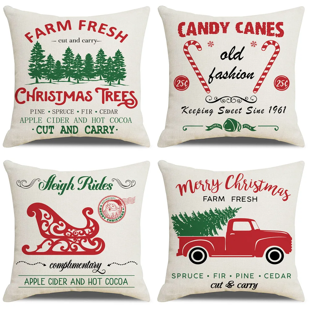 Christmas Pillow Cover 18x18 Inches Xmas Pillowcase Sleigh Christmas Tree Cane Car Printed Linen Cushion Cover Sofa Decorations
Christmas Pillow Cover 18x18 Inches Xmas Pillowcase Sleigh Christmas Tree Cane Car Printed Linen Cushion Cover Sofa Decorations