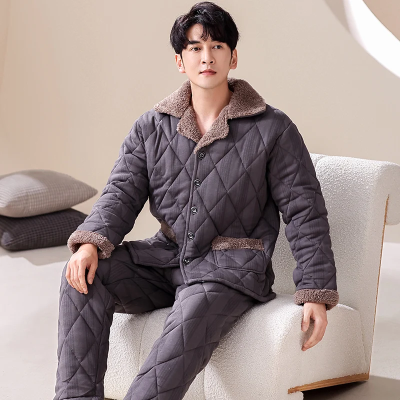 Зимние пижамы для мужчин, толстый вязаный хлопковый стеганый пижамный комплект, повседневная домашняя одежда, одежда для сна, костюмы, мужская одежда, пижамы Hombre
Зимние пижамы для мужчин, толстый вязаный хлопковый стеганый пижамный комплект, повседневная домашняя одежда, одежда для сна, костюмы, мужская одежда, пижамы Hombre