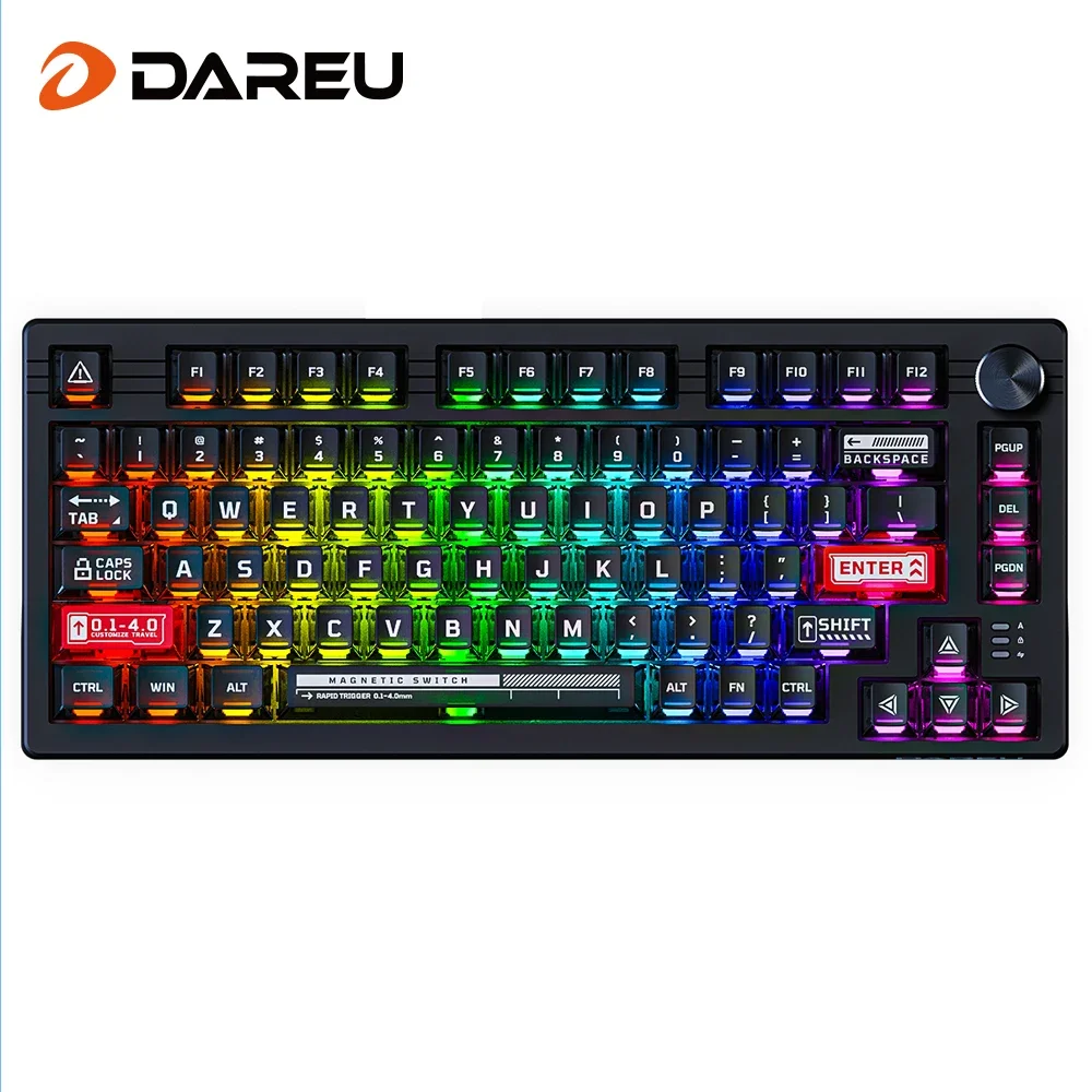 DAREU Rapid Trigger Gaming Mechanical Keyboard Hall Effect Magnetic Switch RGB 75% Wired Esports Adjustable Actuation with Knob
DAREU Rapid Trigger Gaming Mechanical Keyboard Hall Effect Magnetic Switch RGB 75% Wired Esports Adjustable Actuation with Knob