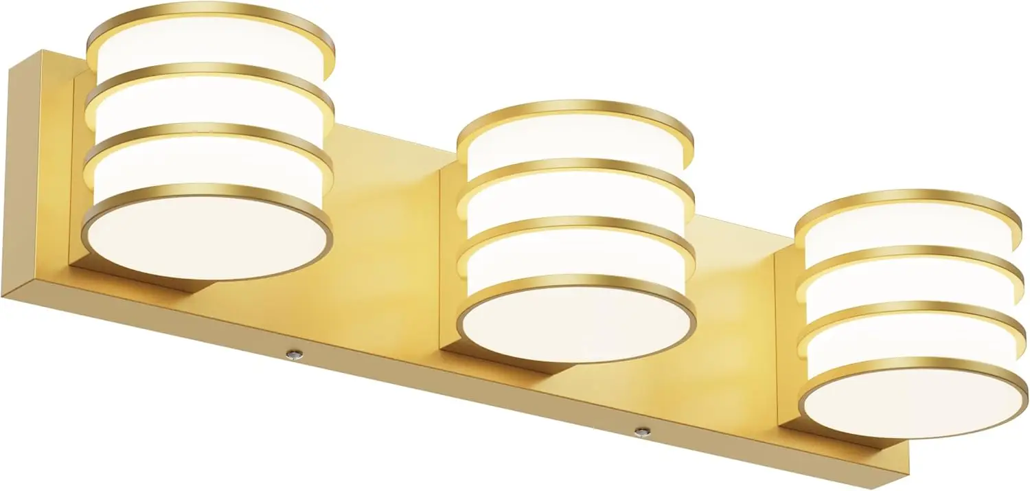 20.5" Gold 3-Light LED Bathroom Vanity Light, 6000K Cool White, Dimmable, Modern Wall Sconce
20.5" Gold 3-Light LED Bathroom Vanity Light, 6000K Cool White, Dimmable, Modern Wall Sconce
