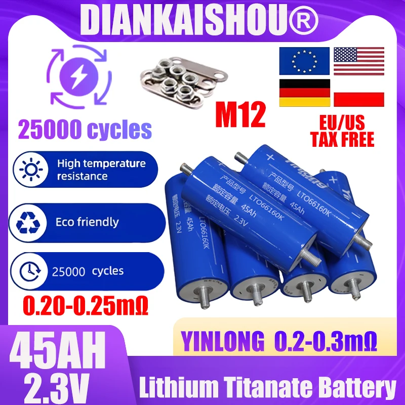 Grade-a 2,3 В 45 Ач Yinlong LTO 6616010C DIY 12 В 24 В 48 В устойчивый к низким температурам литий-титанатный аккумулятор - без работы 1-36 шт.
Grade-a 2,3 В 45 Ач Yinlong LTO 6616010C DIY 12 В 24 В 48 В устойчивый к низким температурам литий-титанатный аккумулятор - без работы 1-36 шт.