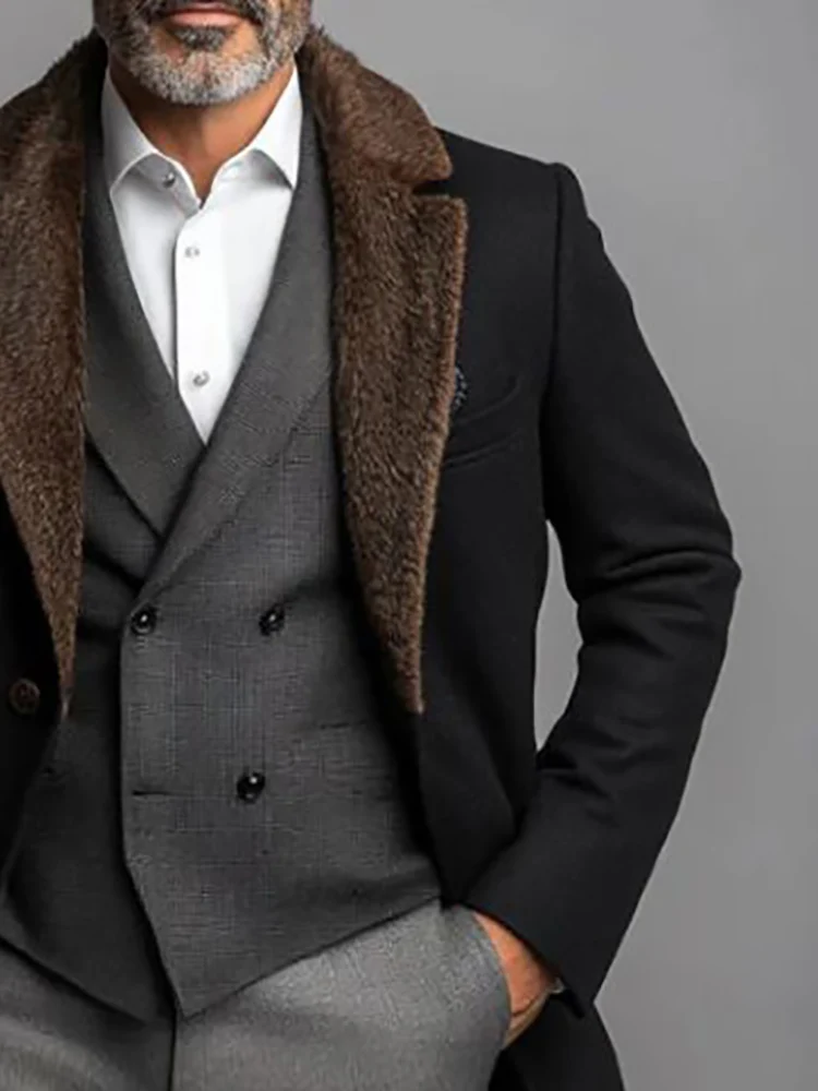 Men's Winter Trench Overcoat Removable Faux Fur Collar Top Coat Double Breasted Business Long Pea Coat Keep Warm Long Outerwear
Men's Winter Trench Overcoat Removable Faux Fur Collar Top Coat Double Breasted Business Long Pea Coat Keep Warm Long Outerwear