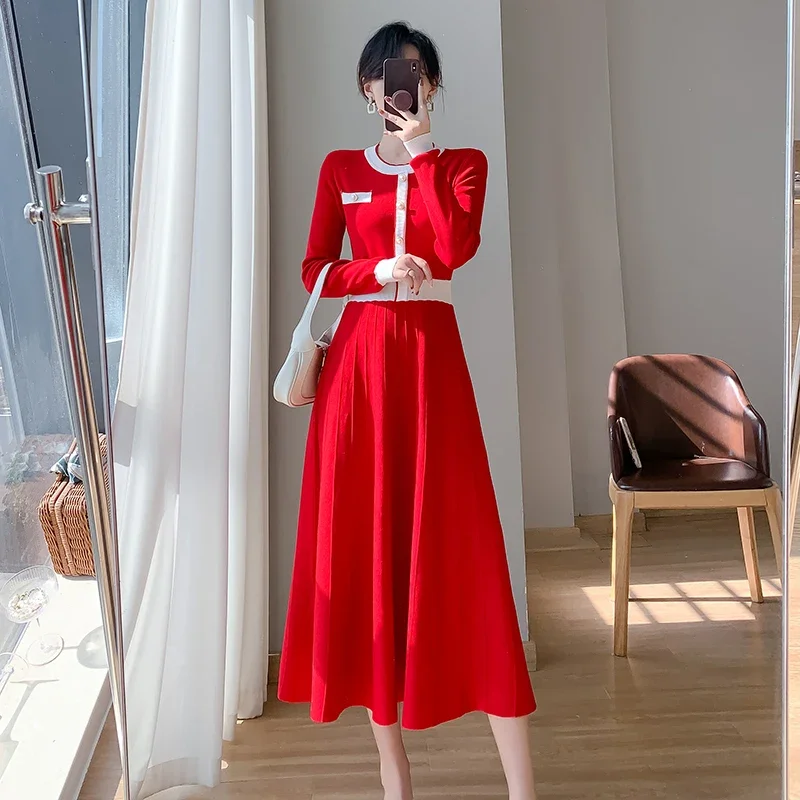 Elegant Striped Knitted Wrap Office Dress Autumn Winter Black Women Sleeve Slim Sweater Dresses Red Vacation Lazy Long Dress
Elegant Striped Knitted Wrap Office Dress Autumn Winter Black Women Sleeve Slim Sweater Dresses Red Vacation Lazy Long Dress